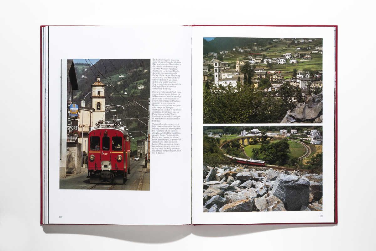 Endstation Süden in Tirano, die Berninabahn in Brusio wie ein Tram unterwegs und später auf dem sensationellen Kehrviadukt Richtung Norden